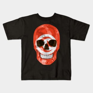Tunisia Flag Skull - Gift for Tunisian With Roots From Tunisia Kids T-Shirt
